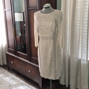 ANTONIO MELANI Lace Long Sleeve Dress in Cream